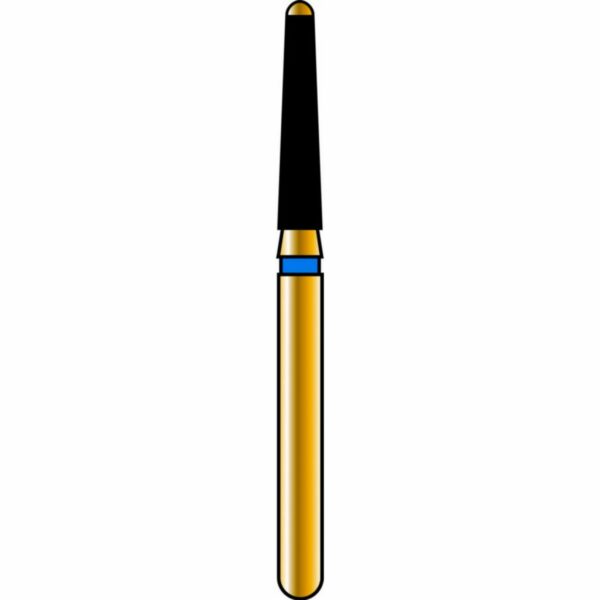 Safe End Rounded Taper 16-8mm Gold Diamond Bur - Coarse Grit